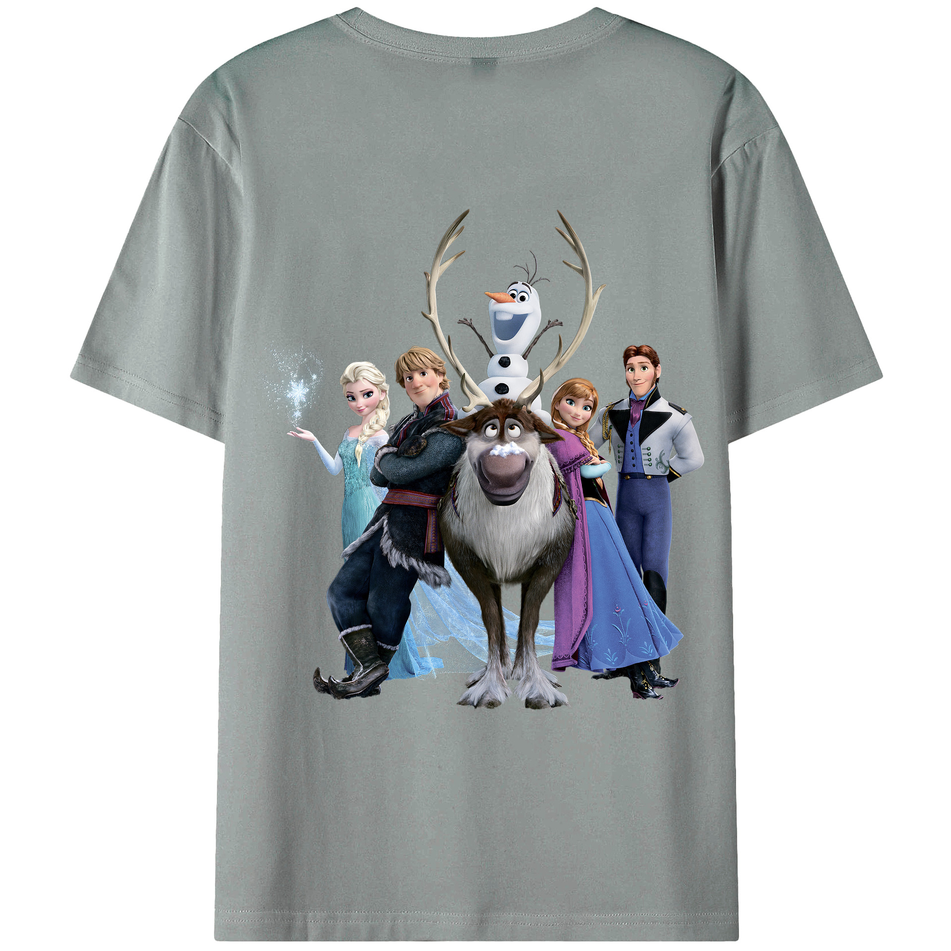 （画像用） アナと雪の女王 アンナ エルサ Frozen Anna Elsa 綿100％ メンズ半袖Tシャツ（バックプリント） 通気性